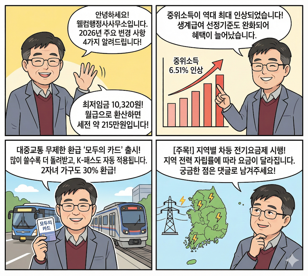 [ 2026 총정리] 내 월급부터 전기료까지, 2026 달라지는 정책 BEST 4