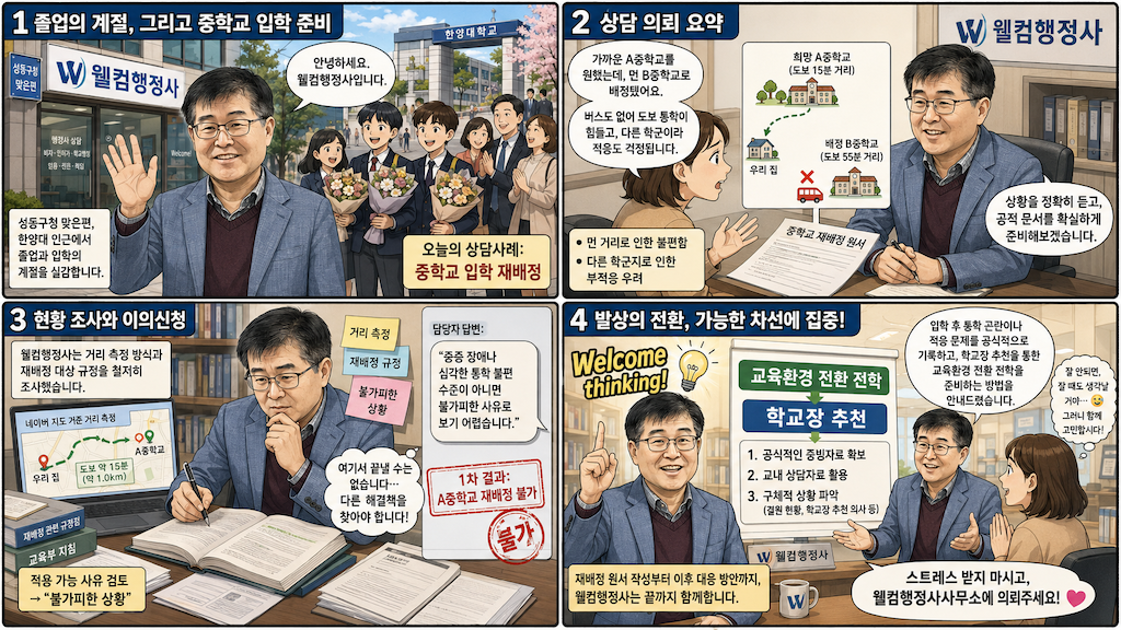 서울 중학교 재배정 신청 방법; 행정사가 하는 일